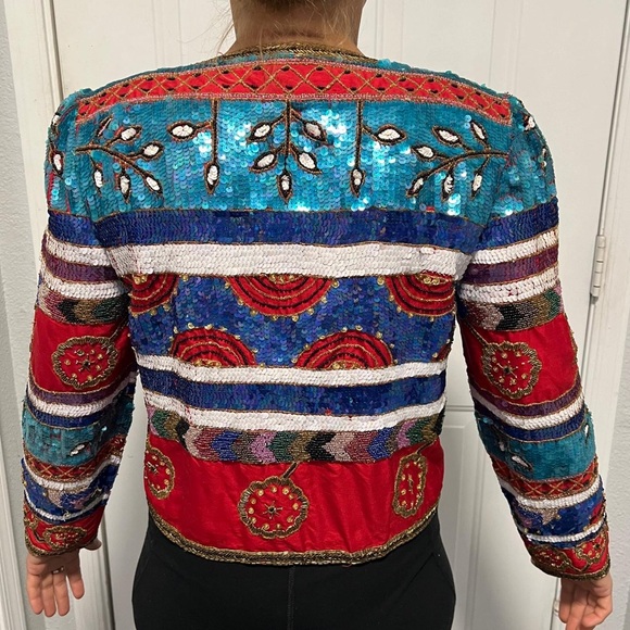 Vintage Lesley Fay Evenings sequin jacket size PL - Picture 7 of 8